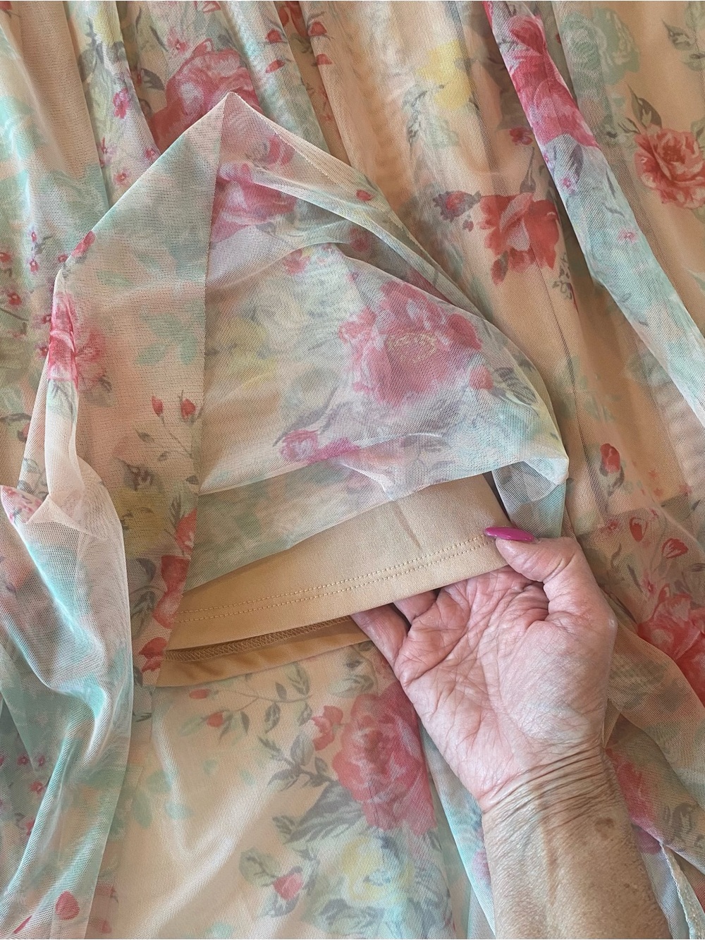 Fiesta Pink Floral Midi Skirt with Black Waistband - Picture 2 of 8